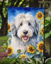 Load image into Gallery viewer, Old English Sheepdog in Sunflowers Garden Flag – Bright Dog-Themed Yard Decor
