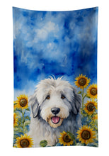 Load image into Gallery viewer, Old English Sheepdog in Sunflowers Kitchen Towel