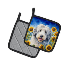 Load image into Gallery viewer, Old English Sheepdog in Sunflowers Pot Holders - Set of 2 Decorative Kitchen Helpers | Made in the USA