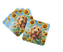 Load image into Gallery viewer, Otterhound in Sunflowers Coasters - Set of 4 Lightweight Foam, Absorbent Drink Coasters