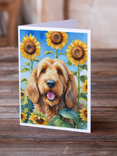Load image into Gallery viewer, Otterhound in Sunflowers Greeting Cards - Blank Note Cards – 8-Pack of Artist-Designed Cards with Envelopes