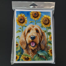 Load image into Gallery viewer, Otterhound in Sunflowers Greeting Cards - Blank Note Cards – 8-Pack of Artist-Designed Cards with Envelopes