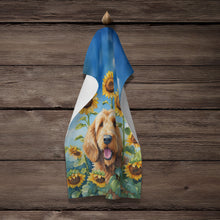 Load image into Gallery viewer, Otterhound in Sunflowers Kitchen Towel