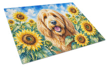 Load image into Gallery viewer, Otterhound in Sunflowers Cutting Board Tempered Glass Kitchen Cutting Surface, Heat Resistant Chopping Board with Non-Slip Feet, Decorative Food Prep &amp; Serving