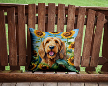 Load image into Gallery viewer, Otterhound in Sunflowers Throw Pillow - 14x14 Decorative Pillow – Art for Your Home &amp; Patio