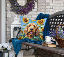 Load image into Gallery viewer, Otterhound in Sunflowers Throw Pillow