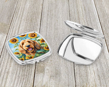 Load image into Gallery viewer, Otterhound in Sunflowers Compact Mirror – Stylish Purse Mirror with Artistic Covers