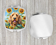 Load image into Gallery viewer, Otterhound in Sunflowers Compact Mirror – Stylish Purse Mirror with Artistic Covers