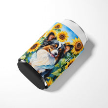 Load image into Gallery viewer, Papillon in Sunflowers Can or Bottle Hugger