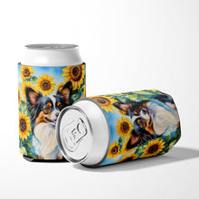 Load image into Gallery viewer, Papillon in Sunflowers Can or Bottle Hugger