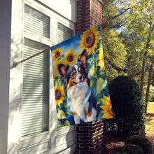 Load image into Gallery viewer, Papillon in Sunflowers House Flag