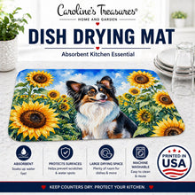 Load image into Gallery viewer, Papillon in Sunflowers Dish Drying Mat Absorbent Dish Drying Mat Pad for Kitchen Counter Dish Drainer Mat for Countertop, 14 x 21", Multicolor