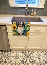 Load image into Gallery viewer, Papillon in Sunflowers Kitchen Towel