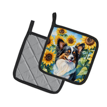 Load image into Gallery viewer, Papillon in Sunflowers Pot Holders - Set of 2 Decorative Kitchen Helpers | Made in the USA