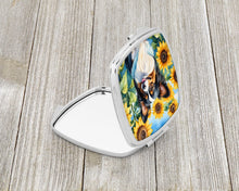 Load image into Gallery viewer, Papillon in Sunflowers Compact Mirror – Stylish Purse Mirror with Artistic Covers