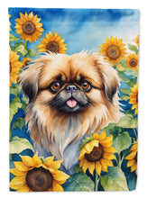 Load image into Gallery viewer, Pekingese in Sunflowers House Flag