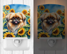 Load image into Gallery viewer, Pekingese in Sunflowers Ceramic Night Light