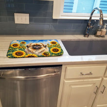 Load image into Gallery viewer, Pekingese in Sunflowers Dish Drying Mat Absorbent Dish Drying Mat Pad for Kitchen Counter Dish Drainer Mat for Countertop, 14 x 21", Multicolor