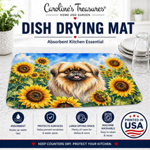 Load image into Gallery viewer, Pekingese in Sunflowers Dish Drying Mat Absorbent Dish Drying Mat Pad for Kitchen Counter Dish Drainer Mat for Countertop, 14 x 21", Multicolor