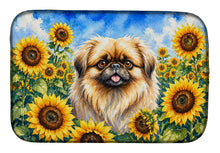 Load image into Gallery viewer, Pekingese in Sunflowers Dish Drying Mat Absorbent Dish Drying Mat Pad for Kitchen Counter Dish Drainer Mat for Countertop, 14 x 21", Multicolor