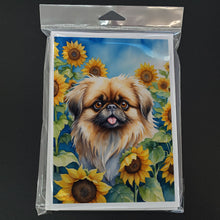 Load image into Gallery viewer, Pekingese in Sunflowers Greeting Cards - Blank Note Cards – 8-Pack of Artist-Designed Cards with Envelopes
