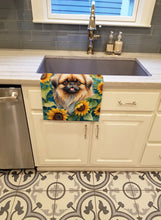 Load image into Gallery viewer, Pekingese in Sunflowers Kitchen Towel