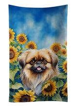 Load image into Gallery viewer, Pekingese in Sunflowers Kitchen Towel