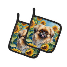 Load image into Gallery viewer, Pekingese in Sunflowers Pot Holders - Set of 2 Decorative Kitchen Helpers | Made in the USA