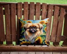 Load image into Gallery viewer, Pekingese in Sunflowers Throw Pillow - 14x14 Decorative Pillow – Art for Your Home &amp; Patio