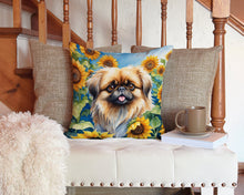 Load image into Gallery viewer, Pekingese in Sunflowers Throw Pillow - 14x14 Decorative Pillow – Art for Your Home &amp; Patio