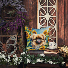 Load image into Gallery viewer, Pekingese in Sunflowers Throw Pillow - 14x14 Decorative Pillow – Art for Your Home &amp; Patio