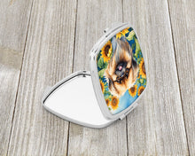 Load image into Gallery viewer, Pekingese in Sunflowers Compact Mirror – Stylish Purse Mirror with Artistic Covers