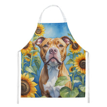 Load image into Gallery viewer, Pit Bull Terrier in Sunflowers Apron – Artist-Designed Kitchen, BBQ &amp; Craft Apron