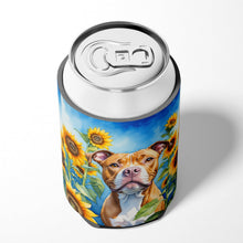 Load image into Gallery viewer, Pit Bull Terrier in Sunflowers Can or Bottle Hugger