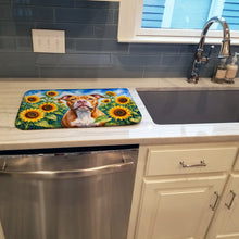 Load image into Gallery viewer, Pit Bull Terrier in Sunflowers Dish Drying Mat Absorbent Dish Drying Mat Pad for Kitchen Counter Dish Drainer Mat for Countertop, 14 x 21", Multicolor