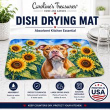 Load image into Gallery viewer, Pit Bull Terrier in Sunflowers Dish Drying Mat Absorbent Dish Drying Mat Pad for Kitchen Counter Dish Drainer Mat for Countertop, 14 x 21", Multicolor