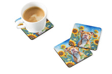 Load image into Gallery viewer, Pit Bull Terrier in Sunflowers Coasters - Set of 4 Lightweight Foam, Absorbent Drink Coasters
