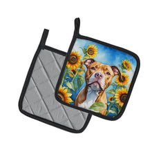 Load image into Gallery viewer, Pit Bull Terrier in Sunflowers Pot Holders - Set of 2 Decorative Kitchen Helpers | Made in the USA