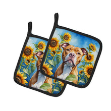 Load image into Gallery viewer, Pit Bull Terrier in Sunflowers Pot Holders - Set of 2 Decorative Kitchen Helpers | Made in the USA