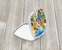 Load image into Gallery viewer, Pit Bull Terrier in Sunflowers Compact Mirror – Stylish Purse Mirror with Artistic Covers