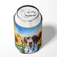 Load image into Gallery viewer, Pointer in Sunflowers Can or Bottle Hugger