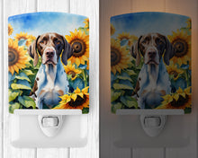 Load image into Gallery viewer, Pointer in Sunflowers Ceramic Night Light