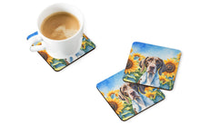 Load image into Gallery viewer, Pointer in Sunflowers Coasters - Set of 4 Lightweight Foam, Absorbent Drink Coasters