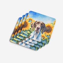 Load image into Gallery viewer, Pointer in Sunflowers Coasters - Set of 4 Lightweight Foam, Absorbent Drink Coasters