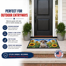 Load image into Gallery viewer, Pointer in Sunflowers Doormat Front Door Mat Indoor Outdoor Rugs for Entryway, Non Slip Washable Low Pile, 18H X 27W