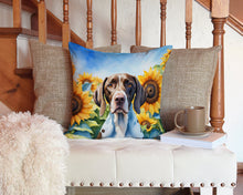 Load image into Gallery viewer, Pointer in Sunflowers Throw Pillow - 14x14 Decorative Pillow – Art for Your Home &amp; Patio