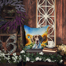 Load image into Gallery viewer, Pointer in Sunflowers Throw Pillow - 14x14 Decorative Pillow – Art for Your Home &amp; Patio