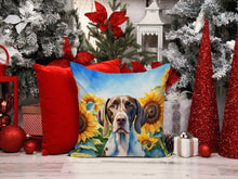Load image into Gallery viewer, Pointer in Sunflowers Throw Pillow - 14x14 Decorative Pillow – Art for Your Home &amp; Patio