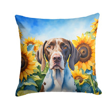 Load image into Gallery viewer, Pointer in Sunflowers Throw Pillow - 14x14 Decorative Pillow – Art for Your Home &amp; Patio