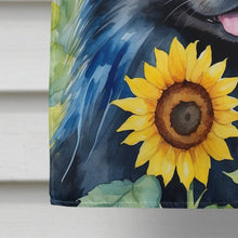Load image into Gallery viewer, Pomeranian in Sunflowers House Flag
